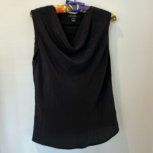 St. John NWT silk shell, black, cowl neck, size S